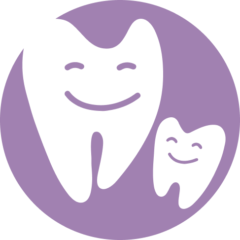 A tooth and a smiley face inside a purple circle, representing South Okanagan Kids Dental